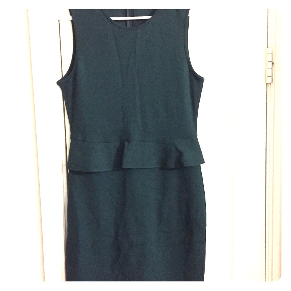 Theory teal dress with ruffle at the waist